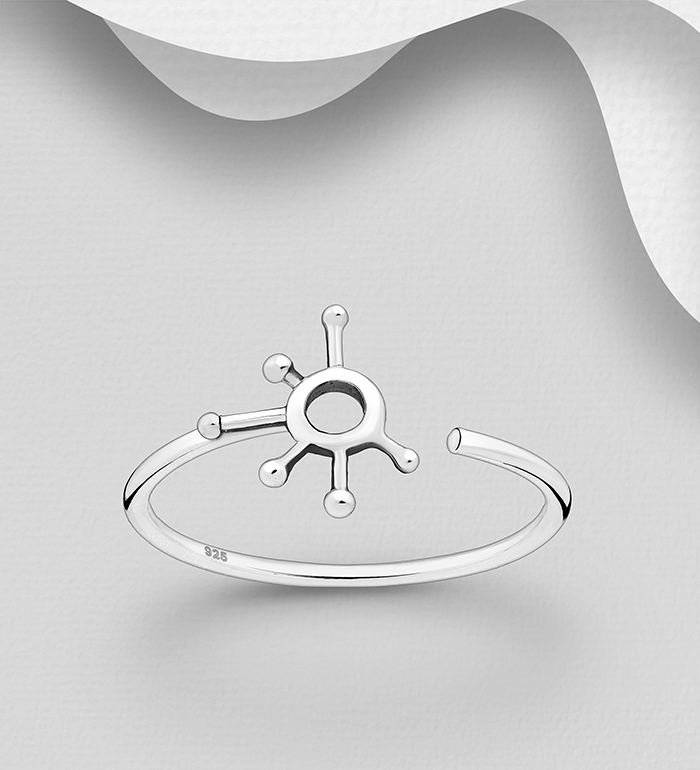 Wholesale 925 Sterling Silver Oxidized Atomic Adjustable Ring - SKU #1063-4507A