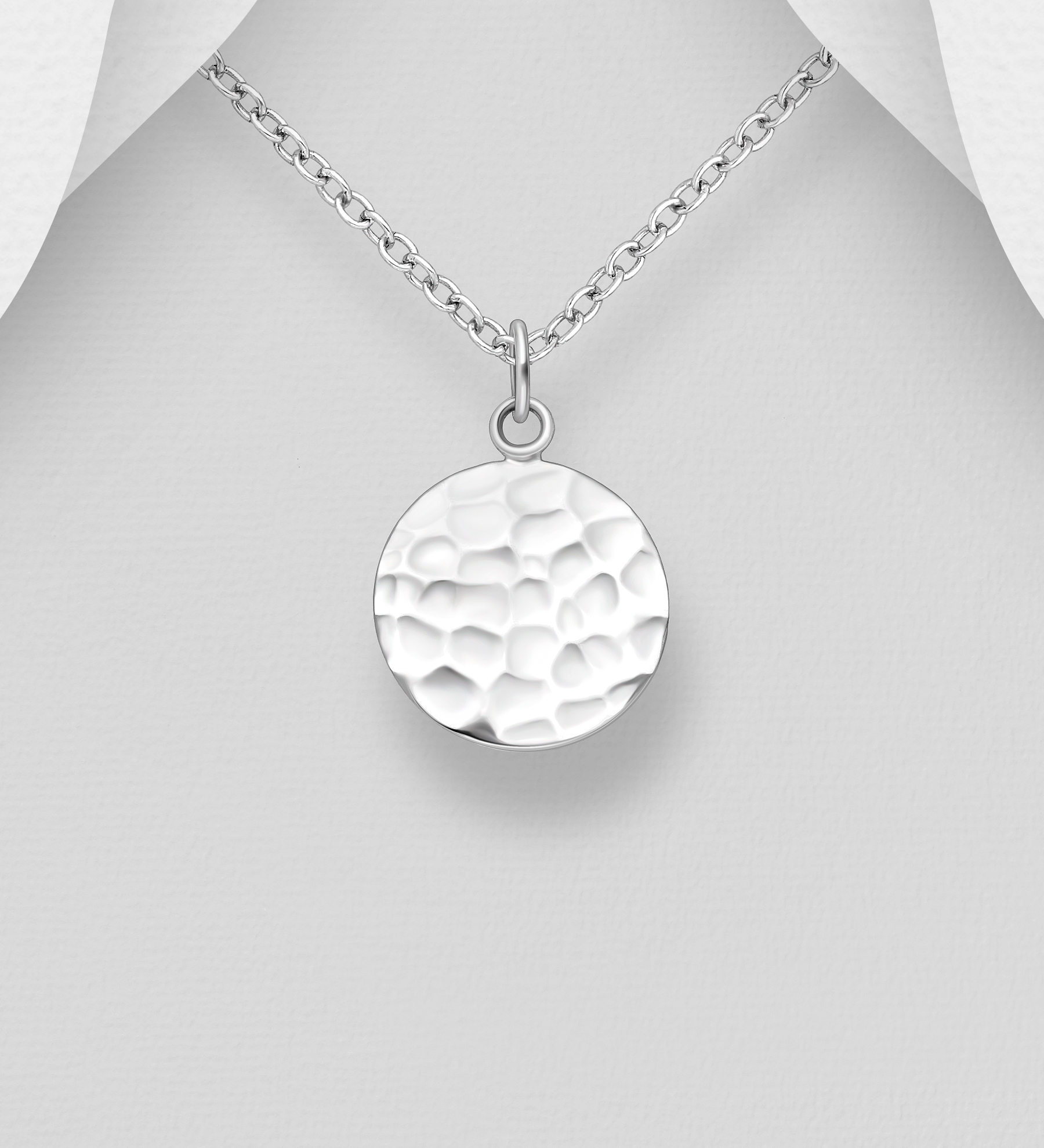 Wholesale 925 Sterling Silver Circle Hammered Pendant - SKU #706-38108