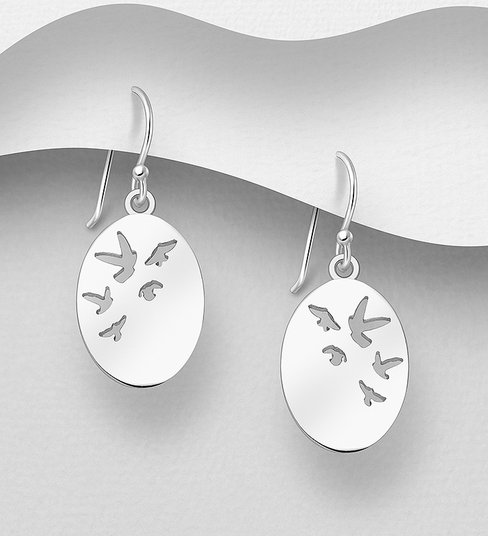 Wholesale 925 Sterling Silver Engravable Bird Hook Earrings - SKU #706-38113