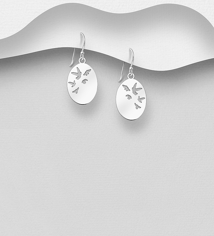 Wholesale 925 Sterling Silver Engravable Bird Hook Earrings - SKU #706-38113