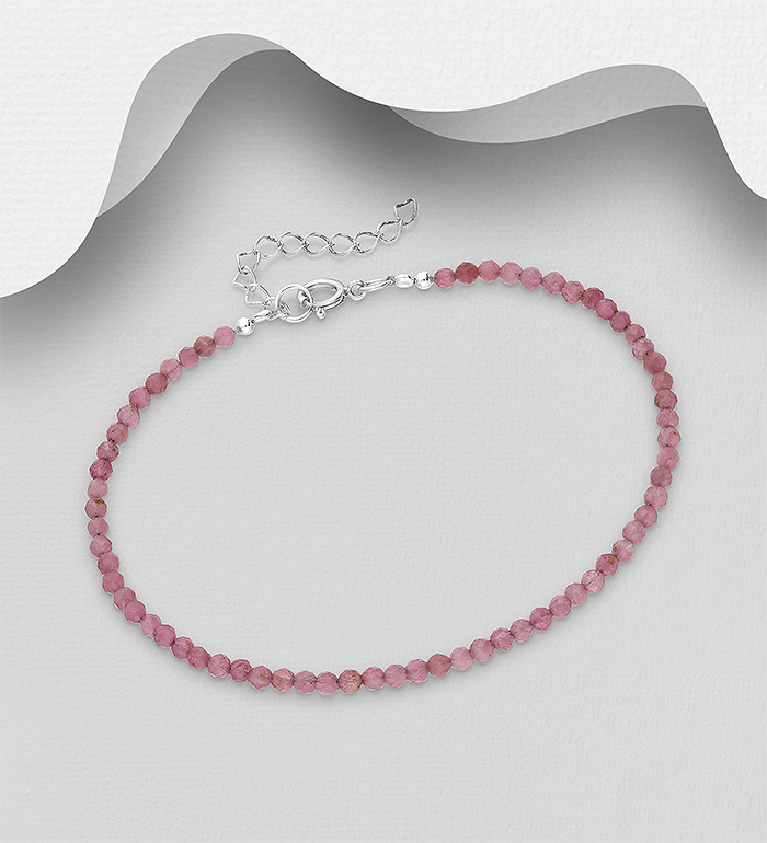 781-7713 - Wholesale 925 Sterling Silver Bracelet, Beaded with Various Gemstone Beads
