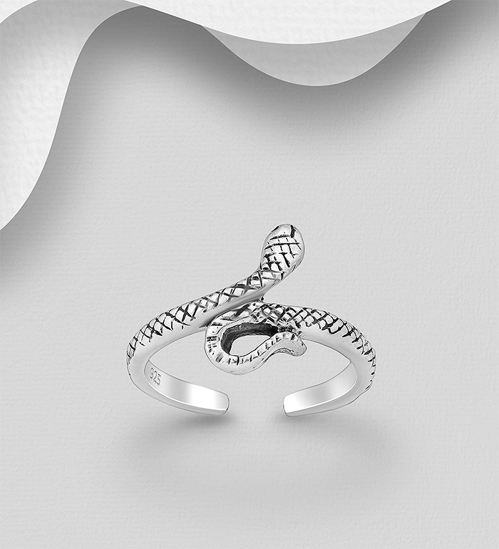 Wholesale 925 Sterling Silver Oxidized Snake Toe Ring - SKU #792-1316