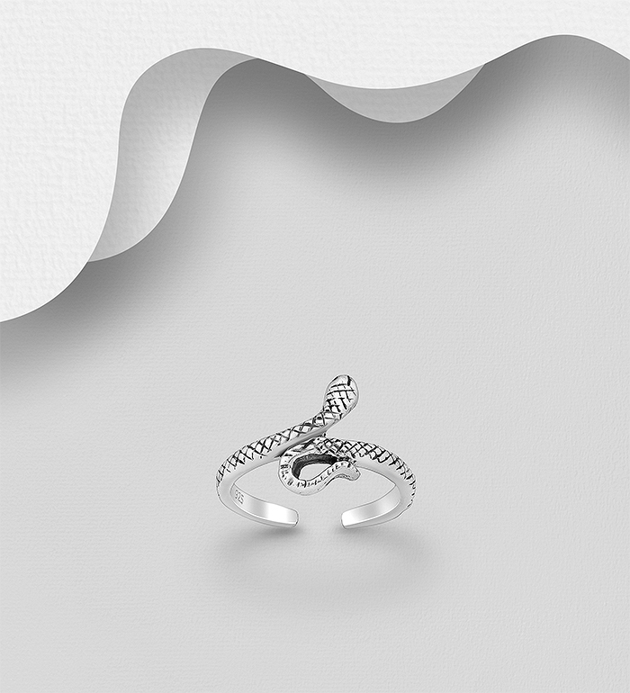 Wholesale 925 Sterling Silver Oxidized Snake Toe Ring - SKU #792-1316