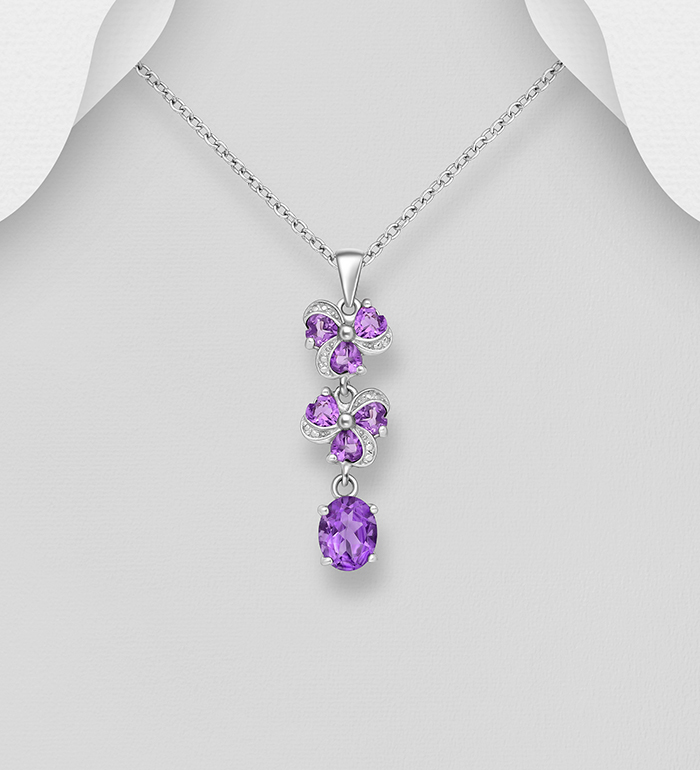 La Preciada - Wholesale 925 Sterling Silver Pendant, Decorated with Amethyst - SKU #1181-4966