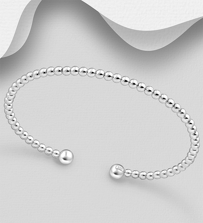 Wholesale 925 Sterling Silver Ball Cuff - SKU #706-38196