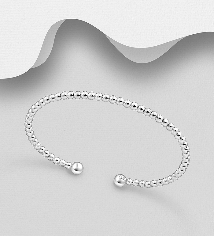 Wholesale 925 Sterling Silver Ball Cuff - SKU #706-38196