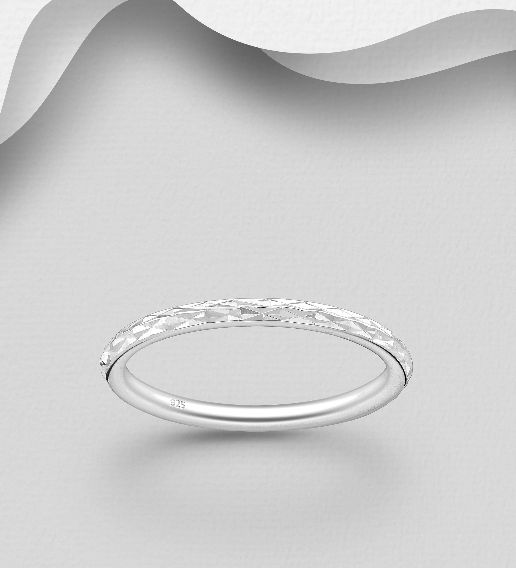 Wholesale 925 Sterling Silver Diamond Cut Band Ring - SKU #706-38215