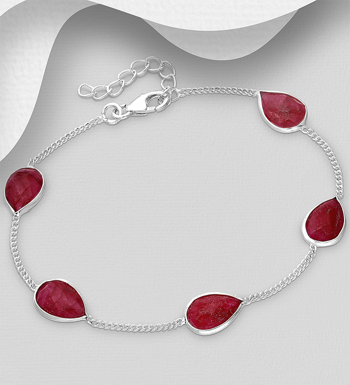 Wholesale 925 Sterling Silver Bracelet, Decorated with Various Gemstones - SKU #781-7723