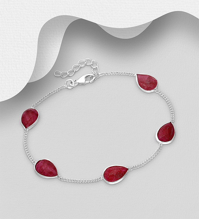 Wholesale 925 Sterling Silver Bracelet, Decorated with Various Gemstones - SKU #781-7723