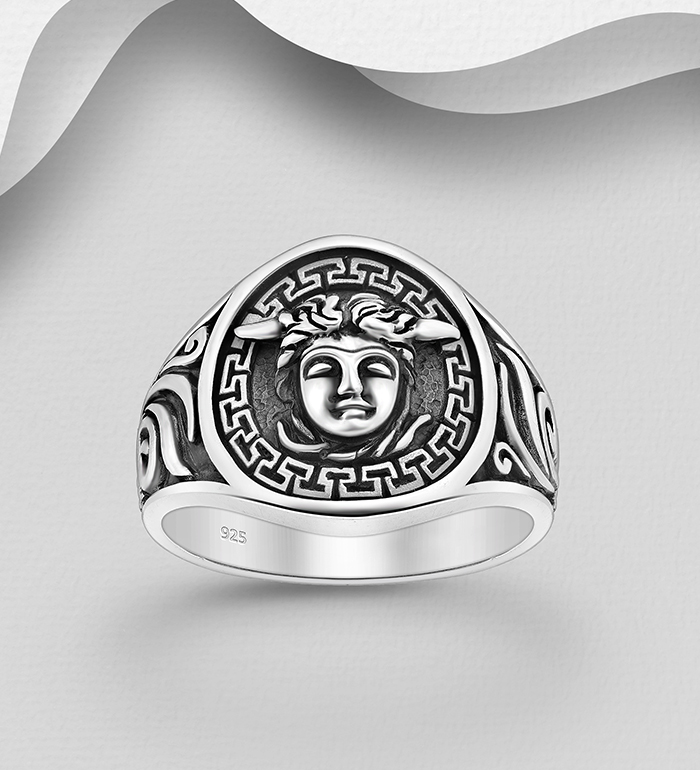 Wholesale 925 Sterling Silver Medusa and Swirl Ring - SKU #1563-1481