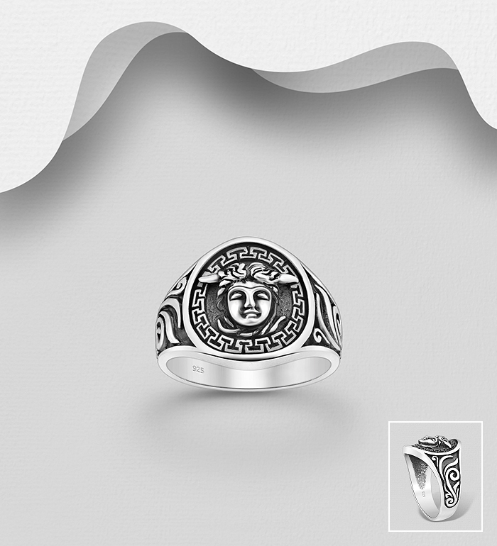 Wholesale 925 Sterling Silver Medusa and Swirl Ring - SKU #1563-1481
