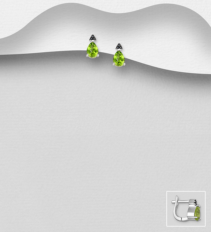 La Preciada - Wholesale 925 Sterling Silver Omega Lock, Decorated with Peridot and Black Spinel - SKU #1181-5000
