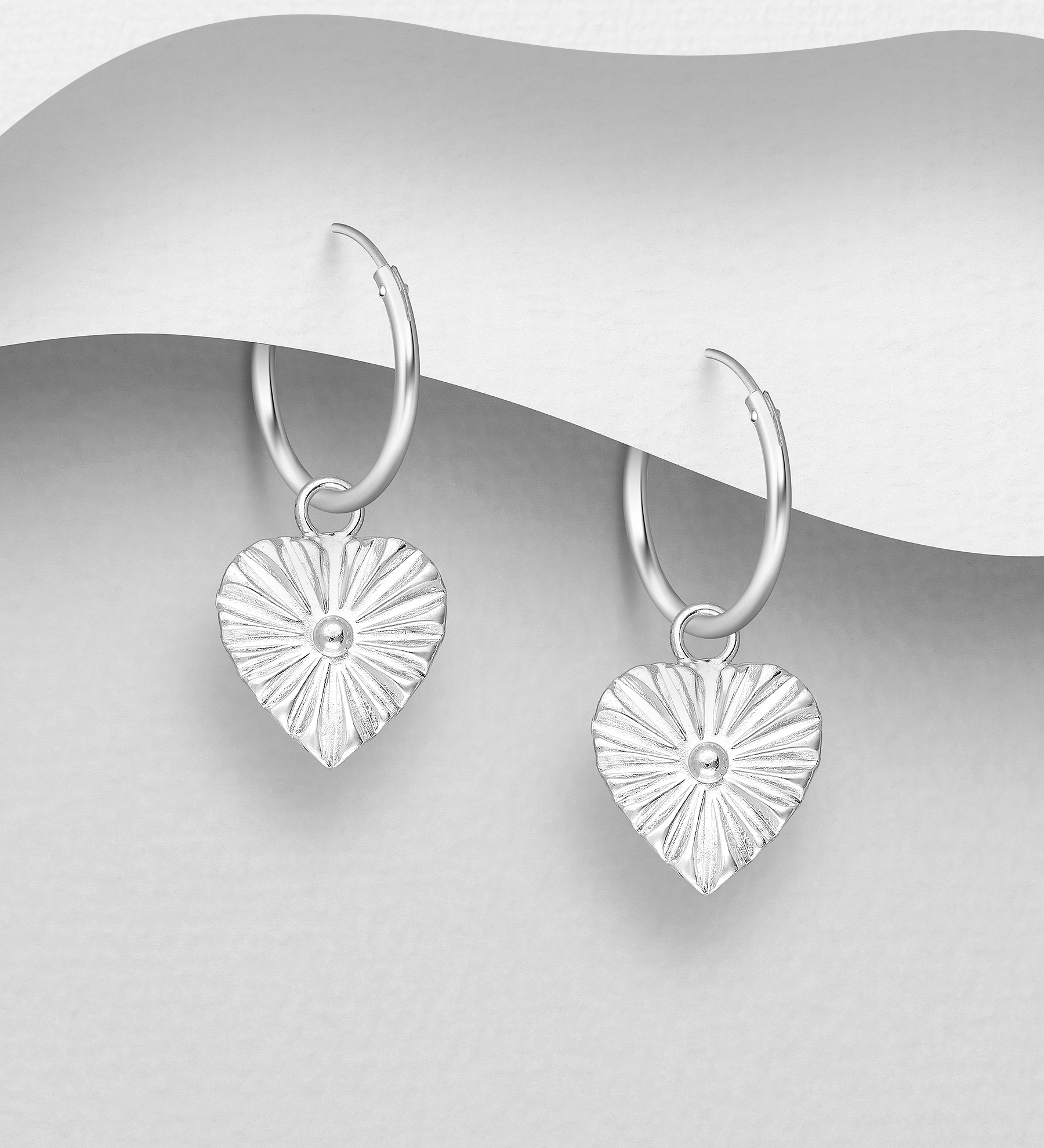 Wholesale 925 Sterling Silver Heart Hoop Earrings - SKU #706-38388