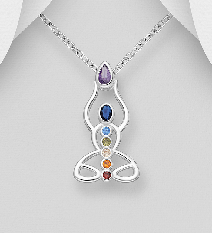 Sterling Silver Chakra Pendants Wholesale 701-29858 New Wholesale