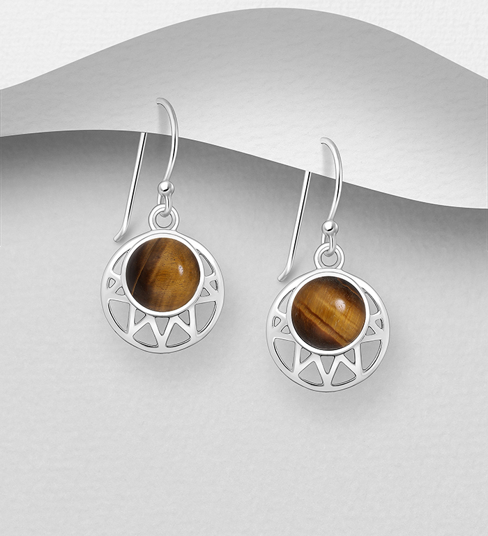 Wholesale 925 Sterling Silver Hook Earrings, Decorated with Various Gemstones - SKU #781-7871