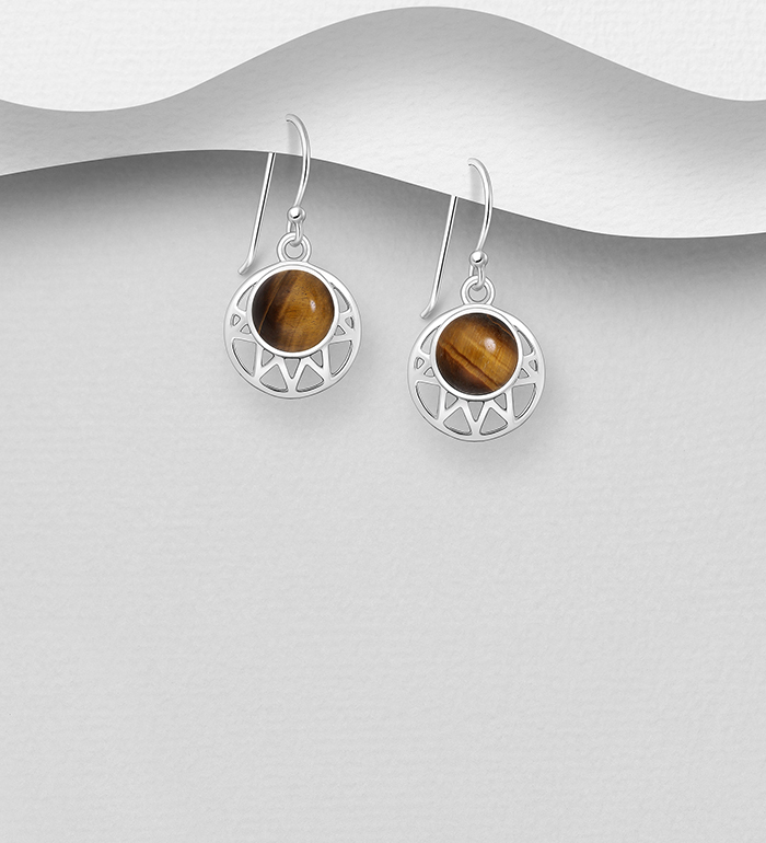 Wholesale 925 Sterling Silver Hook Earrings, Decorated with Various Gemstones - SKU #781-7871