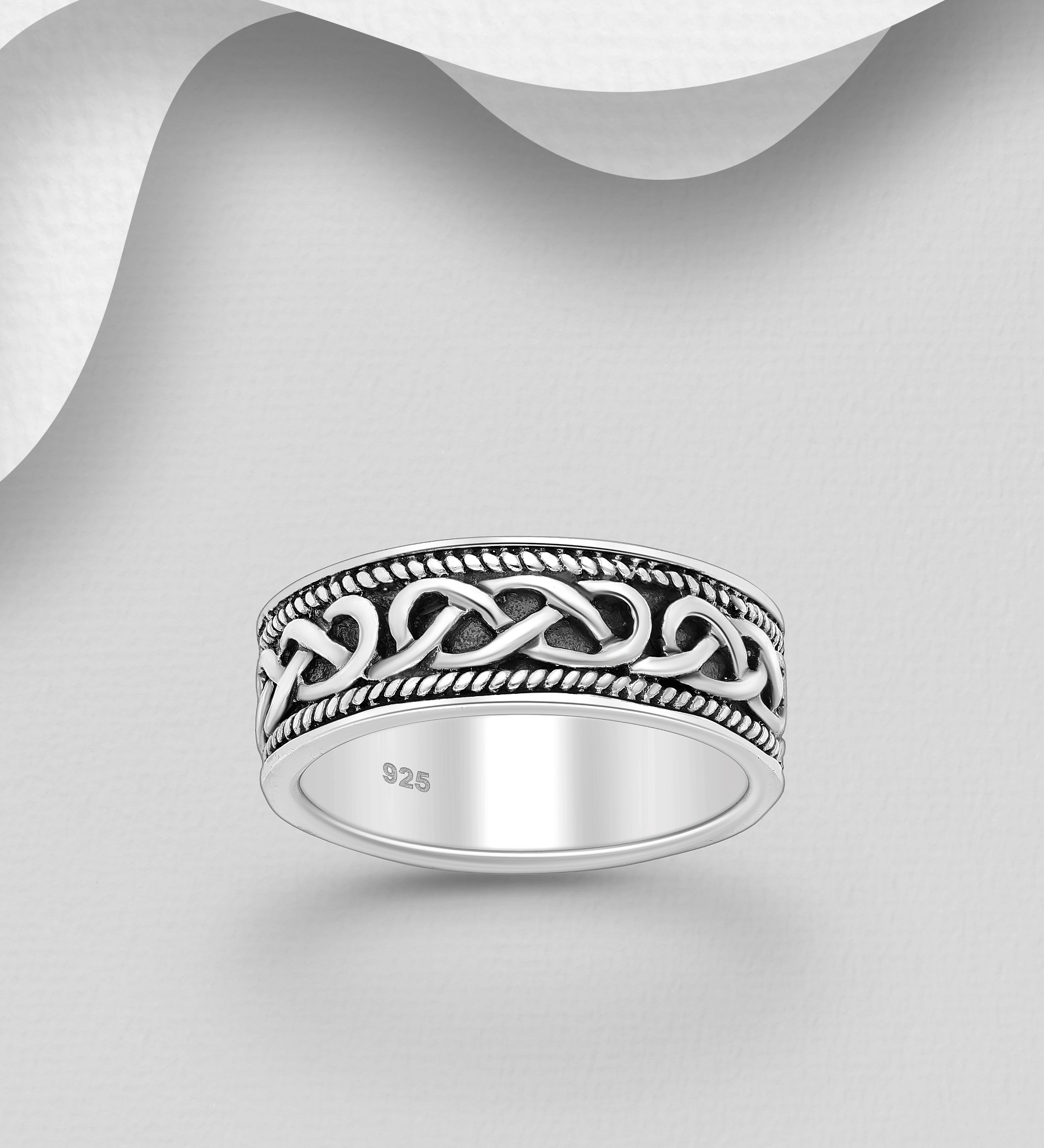 Wholesale 925 Sterling Silver Oxidized Celtic Band Ring - SKU #767-1933