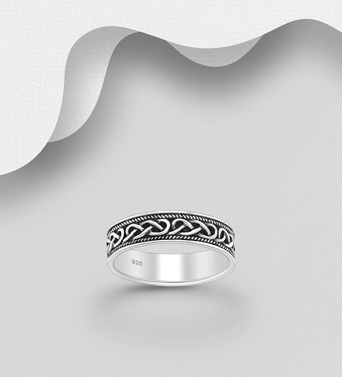 Wholesale 925 Sterling Silver Oxidized Celtic Band Ring - SKU #767-1933A