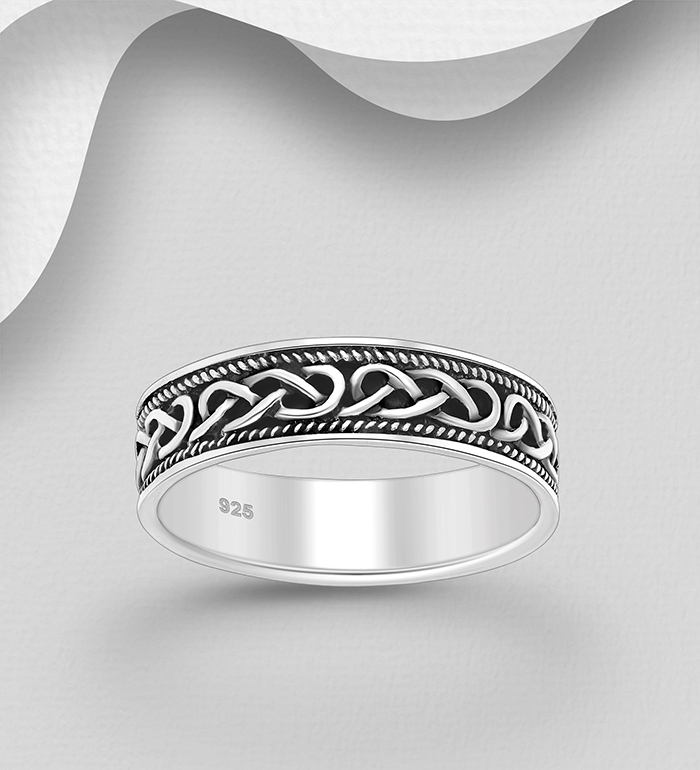 Wholesale 925 Sterling Silver Oxidized Celtic Band Ring - SKU #767-1933A