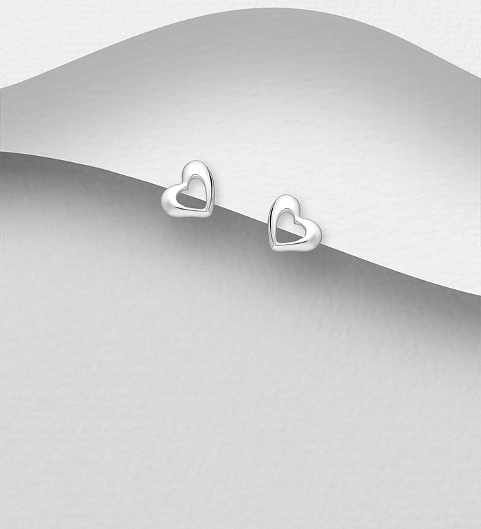 Wholesale 925 Sterling Silver Heart Push-Back Earrings - SKU #1063-4790