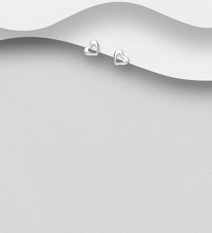 Wholesale 925 Sterling Silver Heart Push-Back Earrings - SKU #1063-4790