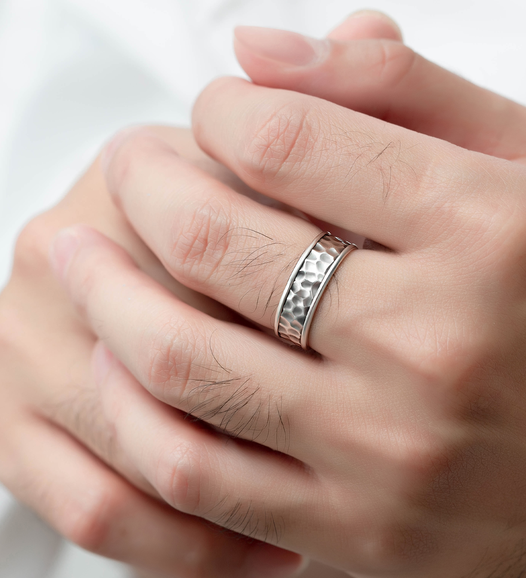 Wholesale 925 Sterling Silver Oxidized Hammered Ring, 7 mm Wide - SKU #1063-4748B