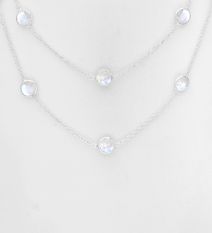 La Preciada - Wholesale 925 Sterling Silver Layered Necklace, Decorated with Various Gemstones - SKU #1181-5082