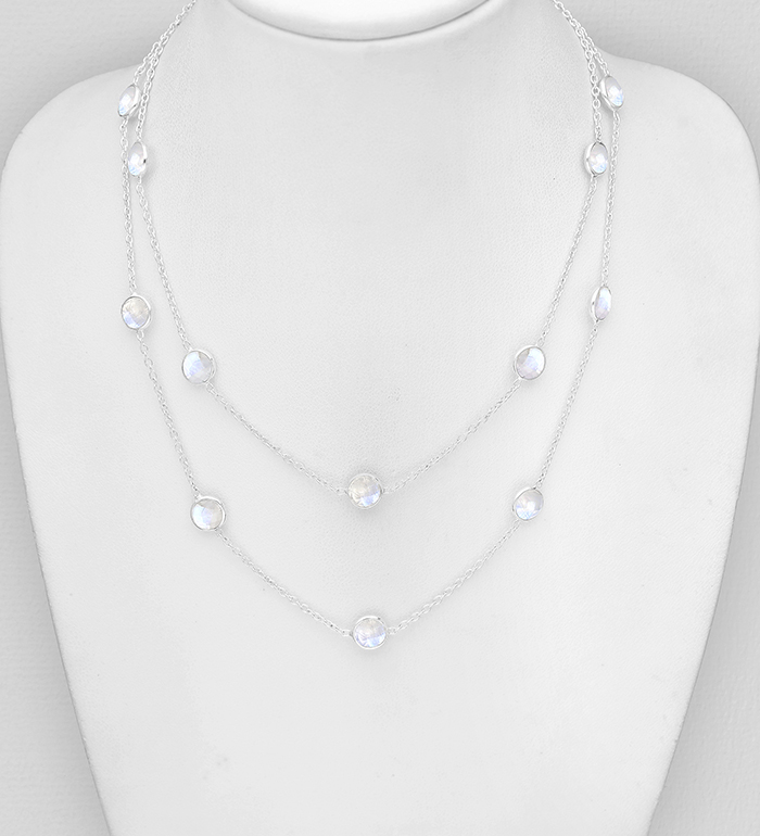 La Preciada - Wholesale 925 Sterling Silver Layered Necklace, Decorated with Various Gemstones - SKU #1181-5082
