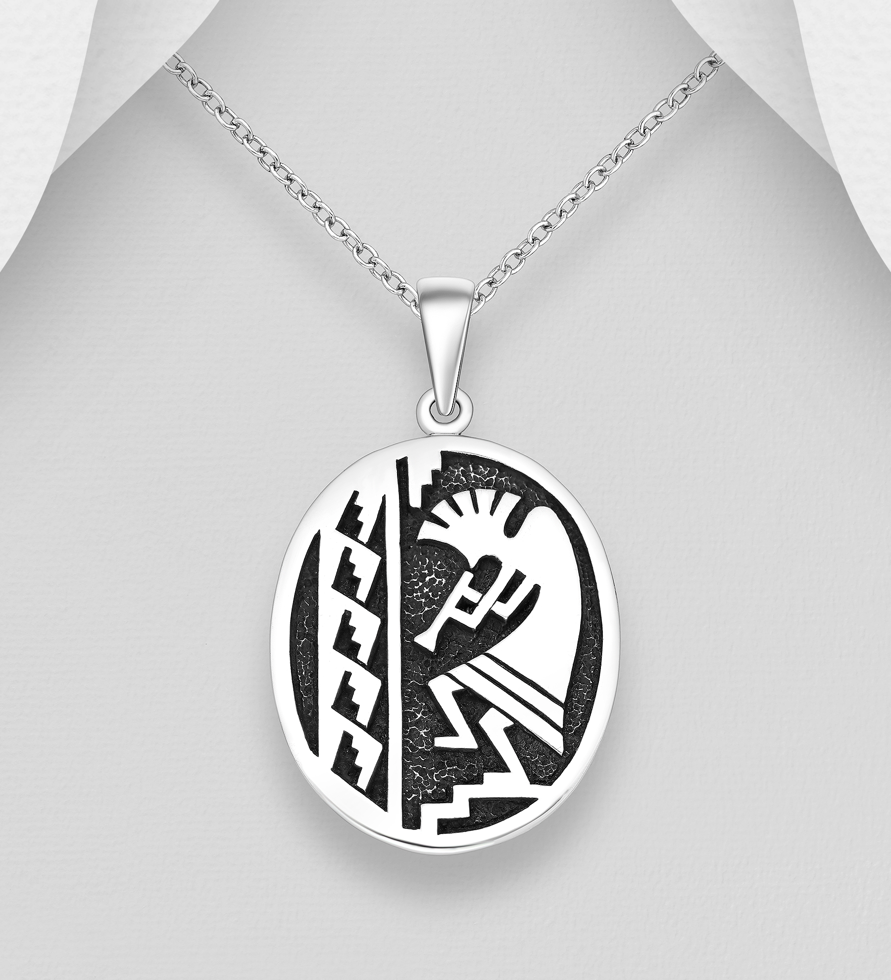 Wholesale 925 Sterling Silver Oxidized Kokopelli Pendant - SKU #1563-1512