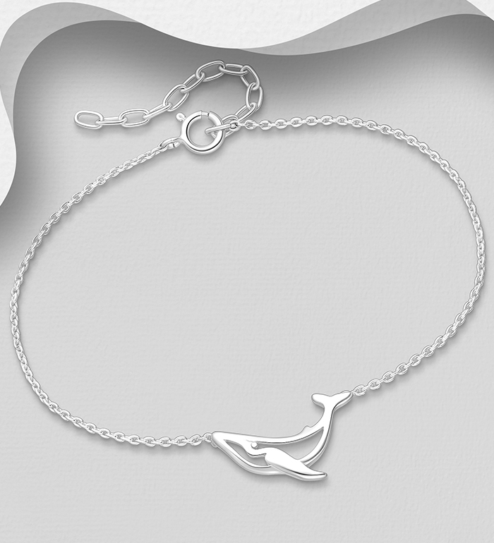 Wholesale 925 Sterling Silver Orca Whale Bracelet - SKU #1063-4809
