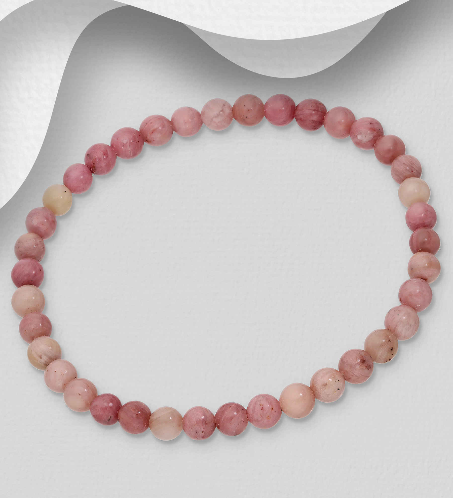 Wholesale Elastic Bracelet, Beaded with Rhodonite - SKU #883-9618C