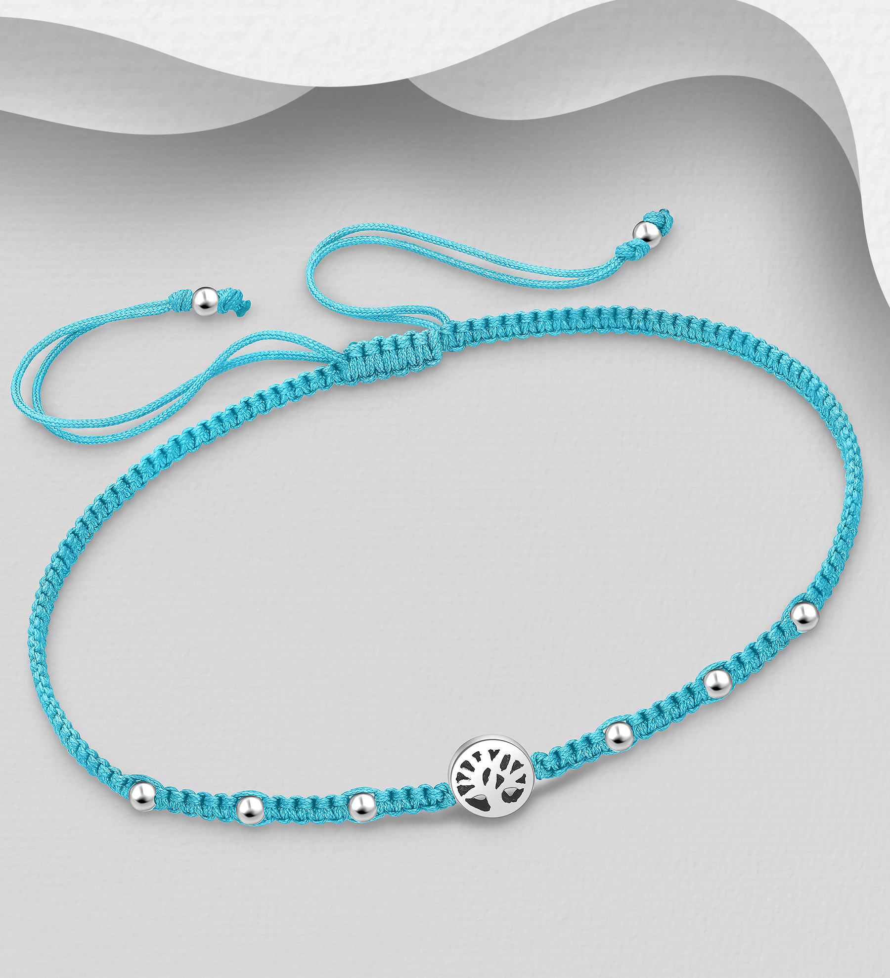 Wholesale 925 Sterling Silver Tree Of Life Adjustable Thread Bracelet - SKU #706-38770