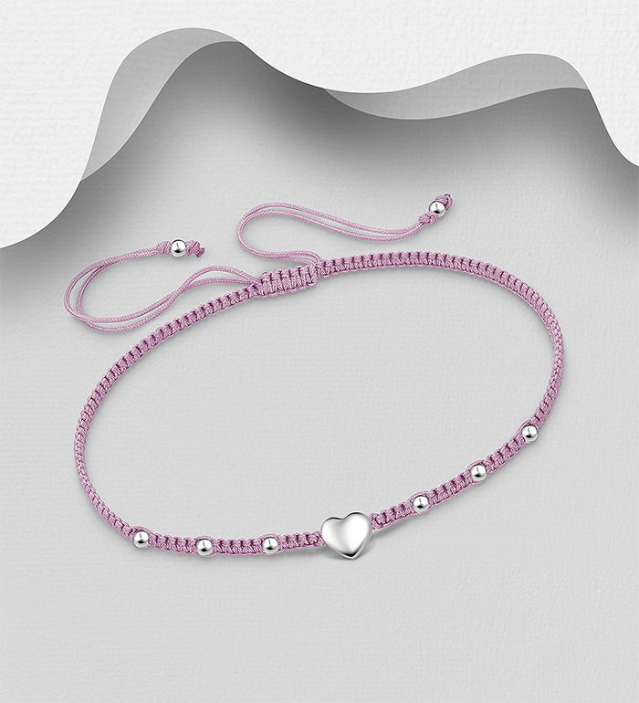 Wholesale 925 Sterling Silver Heart Adjustable Thread Bracelet - SKU #706-38771