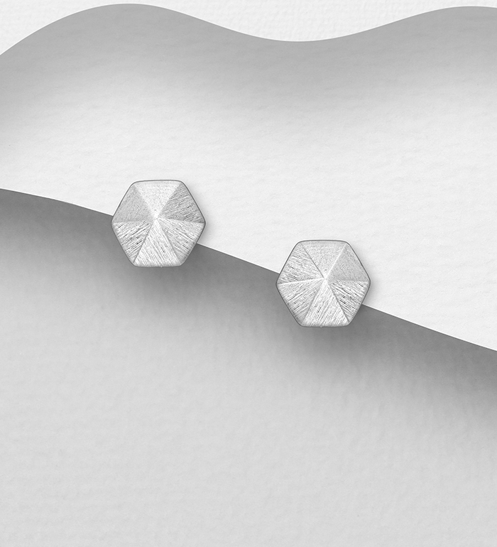 Wholesale 925 Sterling Silver Matte Spike Push-Back Earrings - SKU #1063-4801A