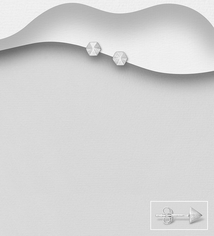 Wholesale 925 Sterling Silver Matte Spike Push-Back Earrings - SKU #1063-4801A