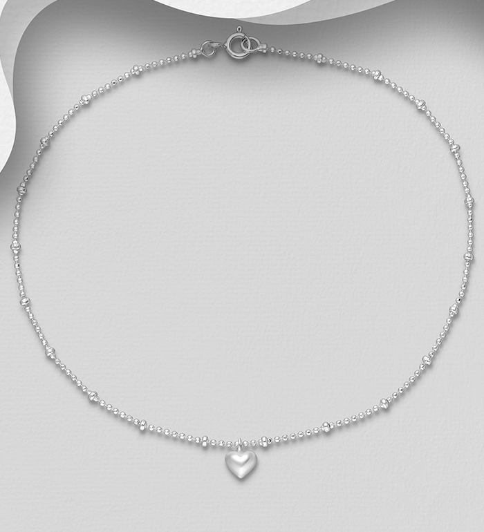 Wholesale 925 Sterling Silver Heart Anklet - SKU #1562-529