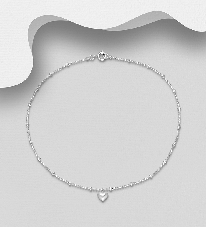 Wholesale 925 Sterling Silver Heart Anklet - SKU #1562-529
