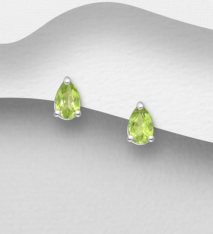 La Preciada - Wholesale 925 Sterling Silver Push-Back Earrings, Decorated with Various Gemstones - SKU #1181-5110