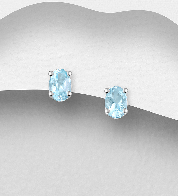 La Preciada - Wholesale 925 Sterling Silver Push-Back Earrings, Decorated with Various Gemstones - SKU #1181-5111