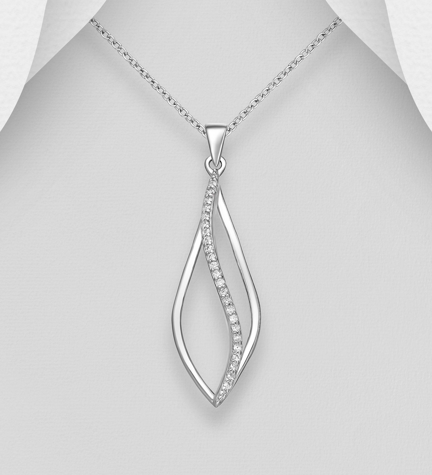 Wholesale 925 Sterling Silver Pendant, Decorated with CZ Simulated Diamonds - SKU #701-30321