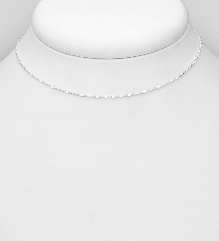 Italian Delight - Wholesale 925 Sterling Silver Choker, 1 mm Wide, Made in Italy
 - SKU #706-39006A