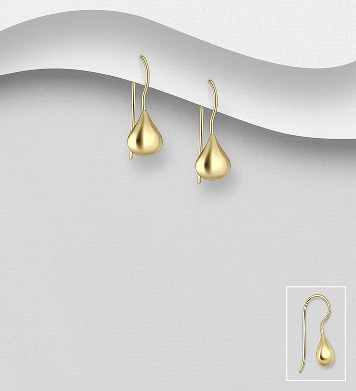 Wholesale 925 Sterling Silver Hook Earrings, Plated with 0.5 Micron 14K Yellow Gold - SKU #706-38897G