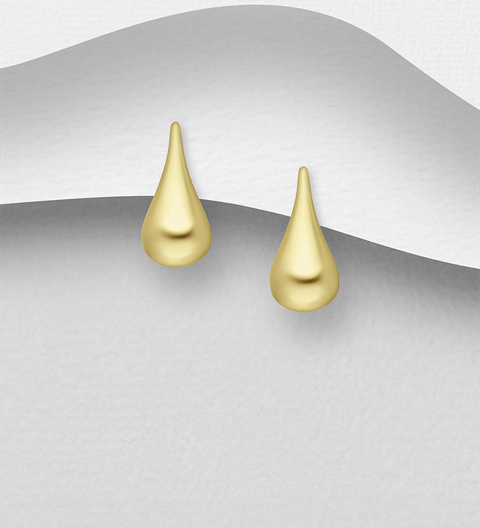 Wholesale 925 Sterling Silver Push-Back Earrings, Plated with 0.5 Micron 14K Yellow Gold - SKU #706-38993G