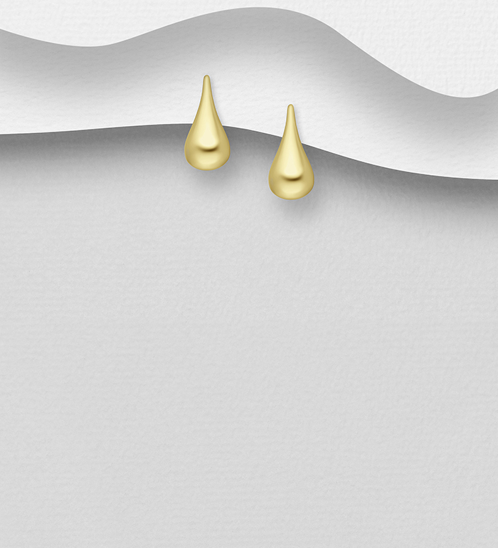 Wholesale 925 Sterling Silver Push-Back Earrings, Plated with 0.5 Micron 14K Yellow Gold - SKU #706-38993G
