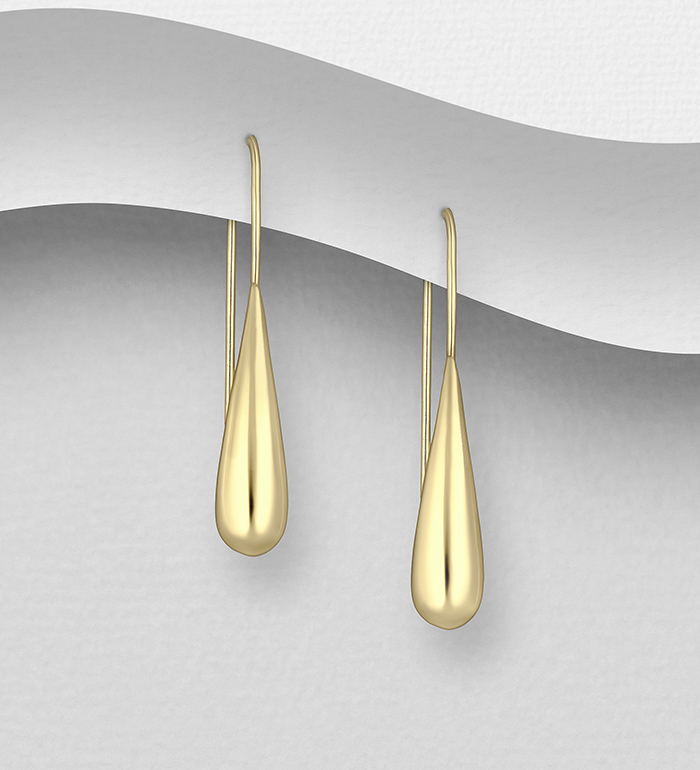 Wholesale 925 Sterling Silver Hook Earrings, Plated with 0.5 Micron 14K Yellow Gold - SKU #706-38995G