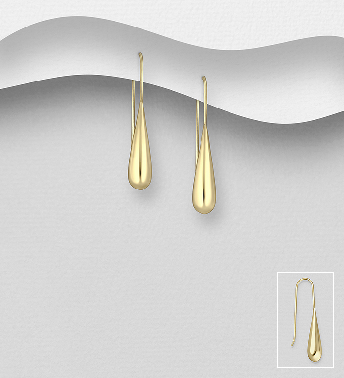Wholesale 925 Sterling Silver Hook Earrings, Plated with 0.5 Micron 14K Yellow Gold - SKU #706-38995G