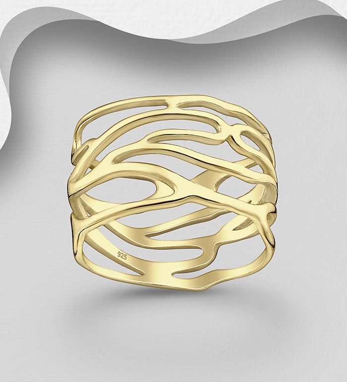 Wholesale 925 Sterling Silver Ring, Plated with 0.5 Micron 14K Yellow Gold - SKU #1063-4496G