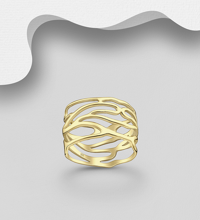 Wholesale 925 Sterling Silver Ring, Plated with 0.5 Micron 14K Yellow Gold - SKU #1063-4496G