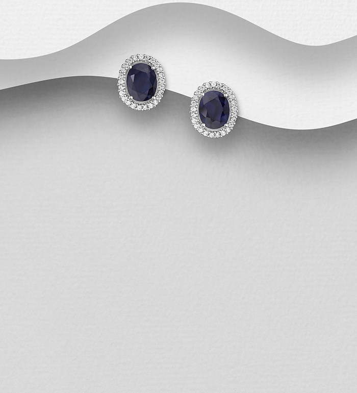 La Preciada - Wholesale 925 Sterling Silver Omega Lock Earrings, Decorated with Various Gemstones and CZ Simulated Diamonds - SKU #1181-5132