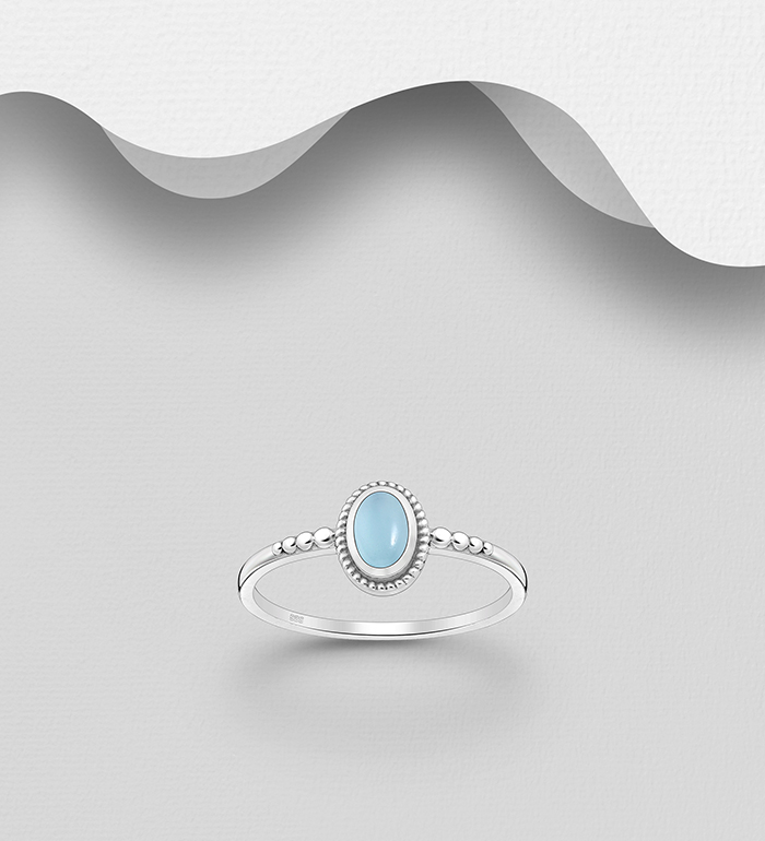 Wholesale 925 Sterling Silver Oxidized Ring, Decorated with Various Gemstones - SKU #883-9735